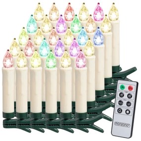 Vianočné osvetlenie Sada 30 farebných sviečok LED s diaľkovým ovládaním