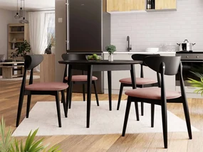 Okrúhly stôl Vidariko FI 120 so 4 stoličkami ST80 01, Farby: čierny, Potah: Magic Velvet 2216