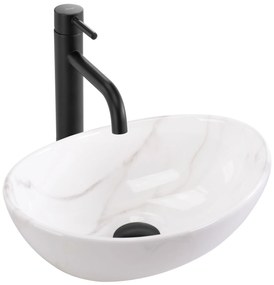 Rea Sofia Mini, umývadlo na dosku 355x270x125 mm, imitácia kameňa - biela Cloudy, REA-U9236