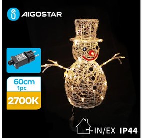 Aigostar-LED Vonkajšia vianočná dekorácia LED/3,6W/31/230V 2700K 60cm IP44 snehuliak