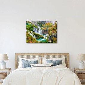 Sklenený obraz - Národný park Plitvické jazerá (70x50 cm)