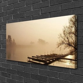 Obraz na plátne Most voda hmla krajina 125x50 cm