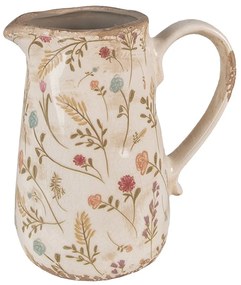 Béžový keramický dekoračný džbán s kvietkami Floral Cartoon - 16*11*18 cm