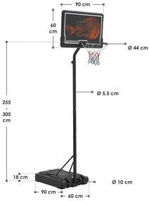 InternetovaZahrada Basketbalový kôš s kolieskami - 255-305 cm