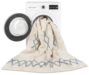 Modrý krémový prateľný ručne tkaný bavlnený koberec 120x160 cm Atlas Natural – Lorena Canals