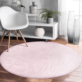 Svetloružový prateľný okrúhly koberec vhodný pre robotické vysávače ø 120 cm Comfort – Mila Home
