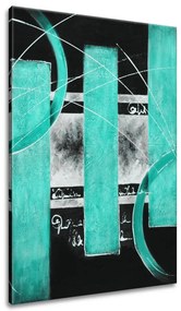 Gario Ručne maľovaný obraz Tyrkysové línie Rozmery: 70 x 100 cm