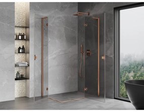 Mexen Mist-H L Duo, 2-krídlový sprchový kút 70 x 100 cm, číre sklo, medený matný profil, 8A5L-070L-100P-65-00