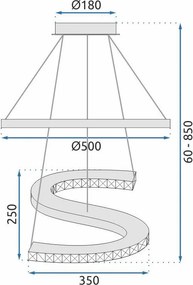 Toolight Toolight, LED závesné krištáľové svietidlo s diaľkovým ovládaním APP773-2CP, chrómová, OSW-05024