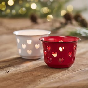 Ib Laursen Smaltovaný svietnik Hearts Red