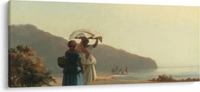 Obraz - Camille Pissarro, Two Women Chatting by the Sea, St. Thomas, reprodukcia (120x50 cm)