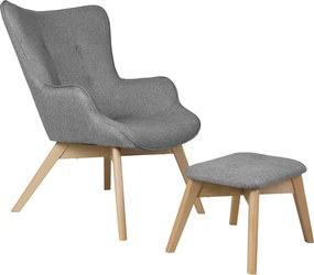 Sivé kreslo s podnožkou Niko – Ropez