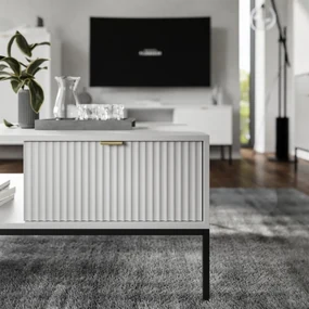 KONFERENČNÝ STOLÍK VIGGO BIELY + ČIERNY PODSTAVEC 104 cm