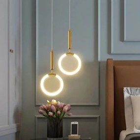 Toolight Toolight, LED závesné svietidlo 20x40cm, 12W, 3000K, LHJ058-CP1, zlatá matná, OSW-50028