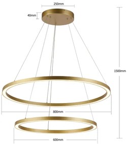 Brilagi - stmievateľný LED luster na lanku PORTOFINO LED/98W/230V pr. 80 cm zlatá +DO