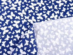 Biante Detský bavlnený záves Sandra SA-376 Biele motýliky na modrom 150x220 cm