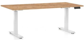 Výškovo nastaviteľný stôl OfficeTech C, 160 x 80 cm, biela podnož, dub kraft