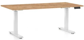 Výškovo nastaviteľný stôl OfficeTech C, 160 x 80 cm, biela podnož, dub kraft