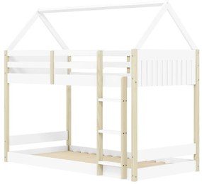 Domčeková poschodová detská posteľ v bielo-prírodnej farbe 90x190 cm Valka – Marckeric