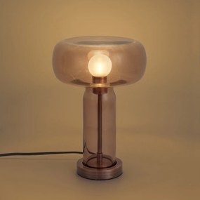 Hotel Chic Stolná lampa tmavý bronz s hnedým sklom - Amara