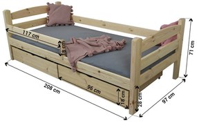 Wilsondo Detská posteľ so zábranou Oľga 5 90x200 - dub