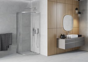 Mexen Rio, štvrťkruhový sprchovací kút s posuvnými dverami 70(dvere) x 70(dvere) x 190 cm, 6mm číre sklo, chrómový profil, 863-070-070-01-00