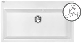 Laveo Tau, 1-komorový granitový drez 900x500x215 mm, biela, LAV-SBT_B109
