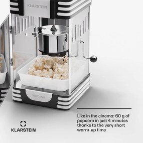 Klarstein Volcano, popkornovač, 300 W, 60 g/4 min, hrniec z nehrdzavejúcej ocele, retro dizajn