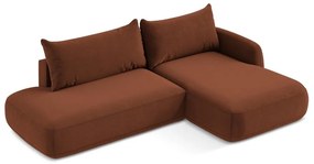 Terakotová rozkladacia rohová pohovka (pravý roh/s leňoškou) Hale – Makamii