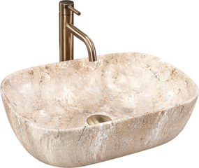 Rea Belinda Savana, umývadlo na dosku 460x330x135 mm, imitácia kameňa, REA-U3323