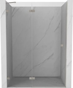 Mexen, Mexen Lunar ľavé výklopné sprchové dvere 130 cm, transparentné, brúsený nikel - 834-130-000-97-00-L