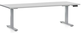 Výškovo nastaviteľný stôl OfficeTech D, 200 x 80 cm, sivá podnož, svetlo sivá