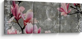 Obraz s kvetmi (s hodinami) (90x30 cm)
