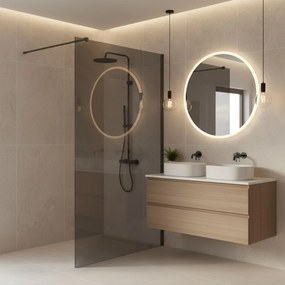 Bezrámová sprchová zastena REA FLEXI TITAN 130 cm, titán kartáčovaný/sivá dymová - bez vaničky
