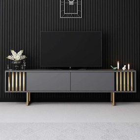 TV stolík/skrinka Goldise (antracit + zlatá). Akcia -22%. Vlastná spoľahlivá doprava až k Vám domov. 1121623