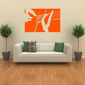 Veselá Stena Samolepka Hra na gitaru Farba: oranžová, Veľkosť: 80 x 53 cm