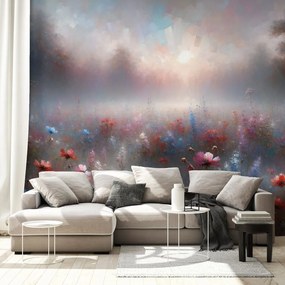 Tapeta jemné kvety v hmlistom opare