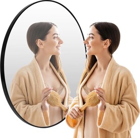 Okrúhle nástenné zrkadlo KOKO 80 cm čierne