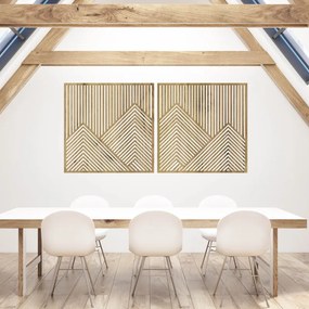 drevená nástenná dekorácia – geometrické horské línie (2 ks) | SENTOP HDF0481