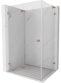 Mexen Lunar-F L, skladací sprchový kút ľavý 85 x 80 cm, 8mm číre sklo, profil medená matná, 836L-085-080-65-00-L