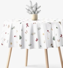 Goldea vianočný okrúhly obrus 100% bavlnené plátno - vianočné symboly Ø 120 cm