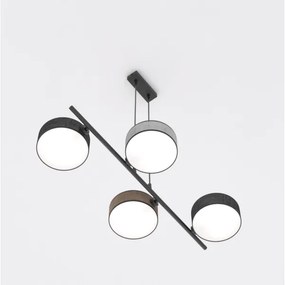 Závesný luster DRUMZ na lane 4xE14/10W/230V čierna/hnedá/sivá