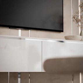 ZÁVESNÝ TV STOLÍK NESSIE BIELY LESK + STRIEBORNÝ 180 cm