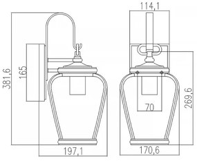 Quoizel - Vonkajšie nástenné svietidlo PROVINCE 1xE27/60W/230V IP44