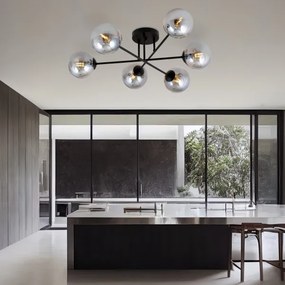 Luster na tyči ROMA 6xE14/10W/230V čierna/dymová