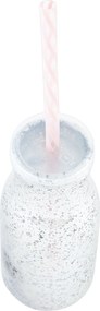 Strieborná sklenená fľaša na slamku bez slamky - Ø 6*14 cm / 0,2 L