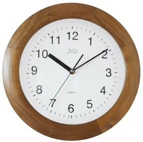 Nástenné hodiny JVD NS7017.1 – hnedé, drevo, tichý chod (28 cm)
