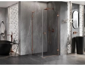 Mexen Lunar-B L výklopný sprchový kút pravý 70 x 70 cm, číre sklo, medená matná, 832L-070-070-65-00-P