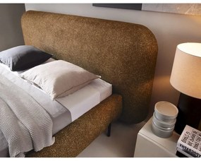 Okrovožltá čalúnená dvojlôžková posteľ s úložným priestorom s roštom 140x200 cm Pointt – ELTAP