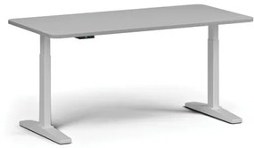 Výškovo nastaviteľný stôl, elektrický, 675-1325 mm, zaoblené rohy, doska 1600x800 mm, biela podnož, sivá